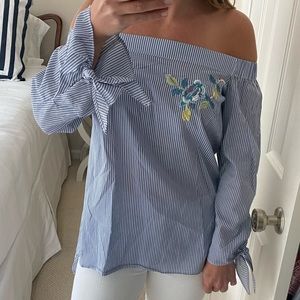 Bardot Stripe Off Shoulder blouse